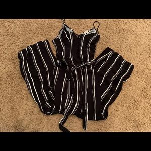 Loft Black and white stripe jump suit